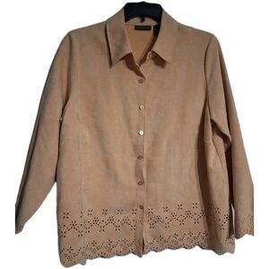 Women's Relativity Woman Faux Suede Long Sleeve Top Size 1X Blouse Butter Yellow